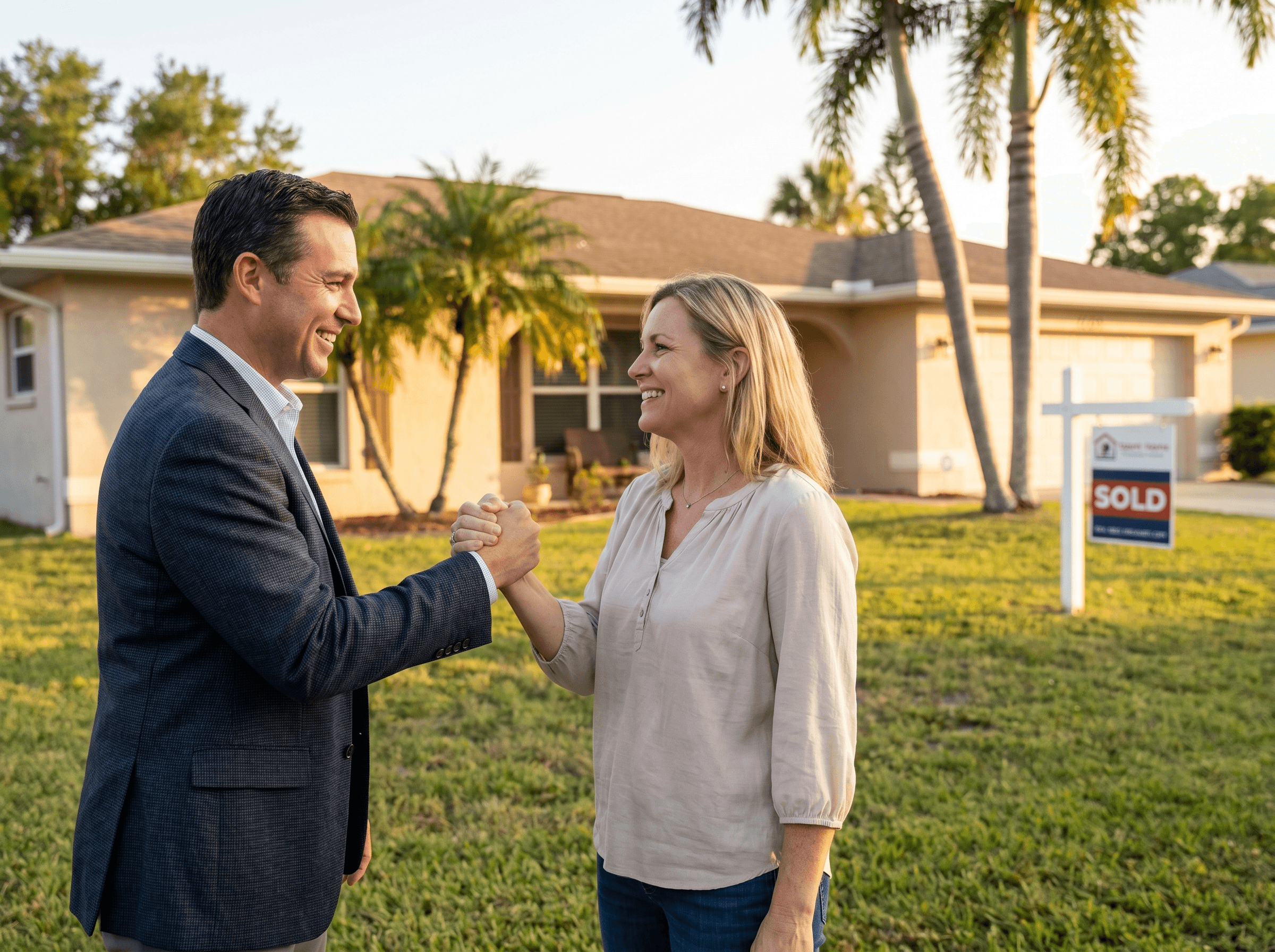 Investor shaking hands with homeowner
